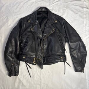 Vintage Langlitz Leathers Columbia Motorcycle Leather Jacket w/ Duty Belt